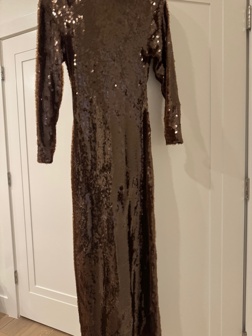 Christopher Esber Brown Sequin Long Sleeve Gown - Picture 4 of 5